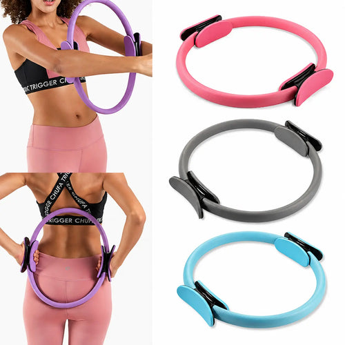 Cercle de pilates utilisé pour tonifier le corps avec plusieurs modèles colorés d’anneaux fitness